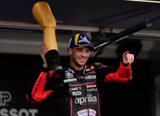 Marco Bezzecchi Explains His Bizarre Wooden Leg Celebration at Misano marco-bezzecchi-aprilia-racing